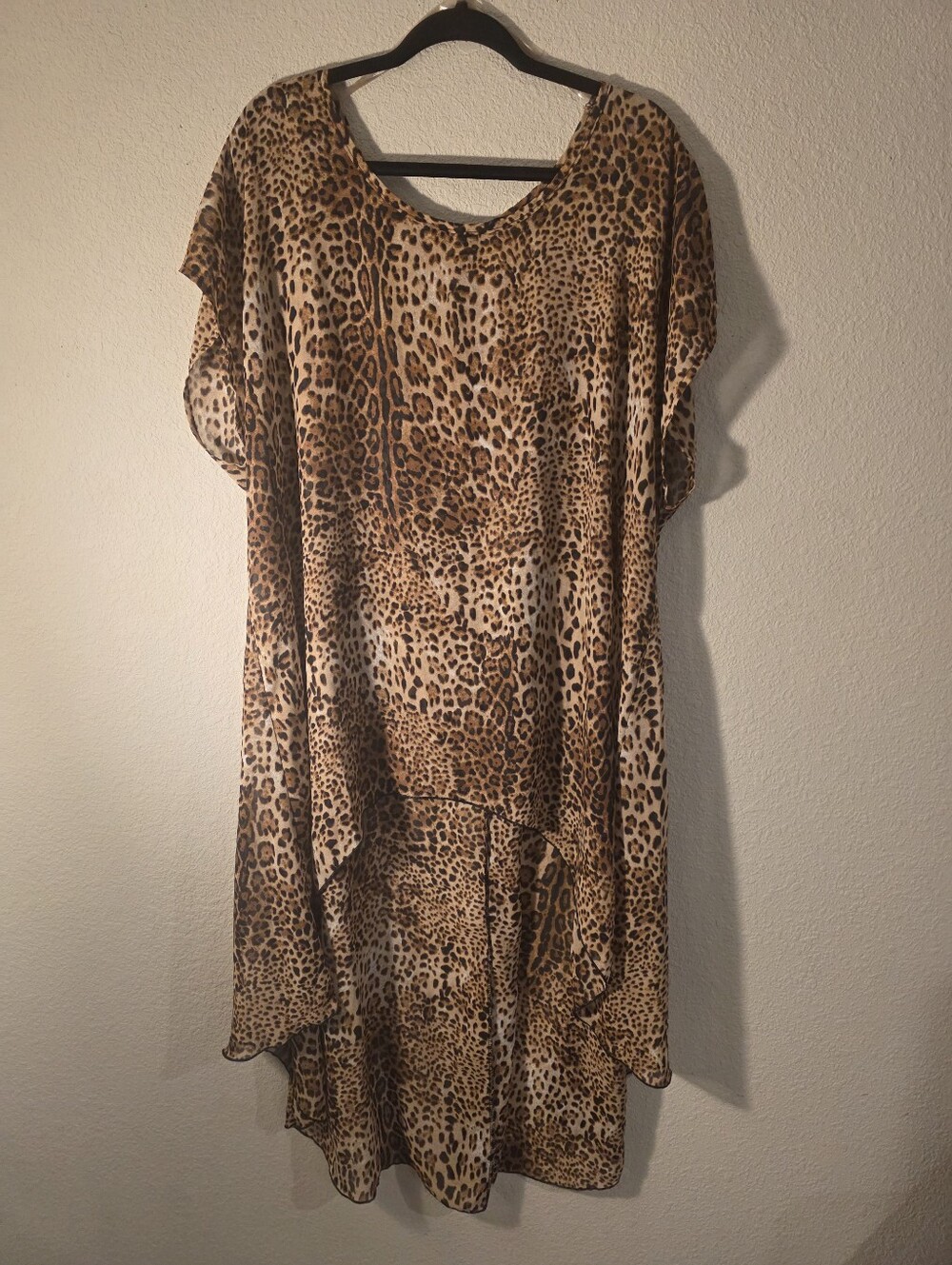 Leopard Print Short Sleeve Women’s Dress - Tan Brown